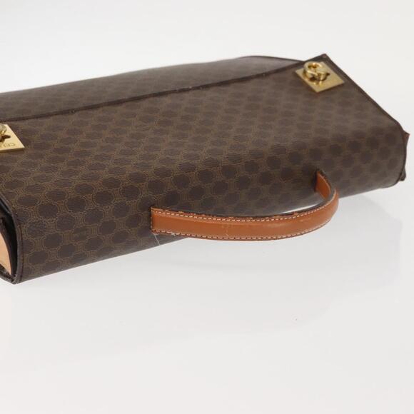 CELINE Macadam Canvas Hand Bag Pvc Leather Brown Gold - Picture 6 of 13